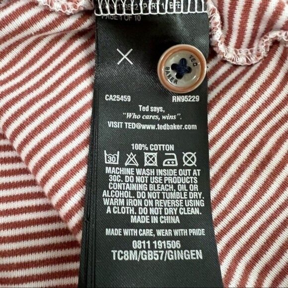 Ted Baker Men's Medium Gingen Trim Fit Stripe Short Sleeve Polo Shirt - Picture 11 of 12